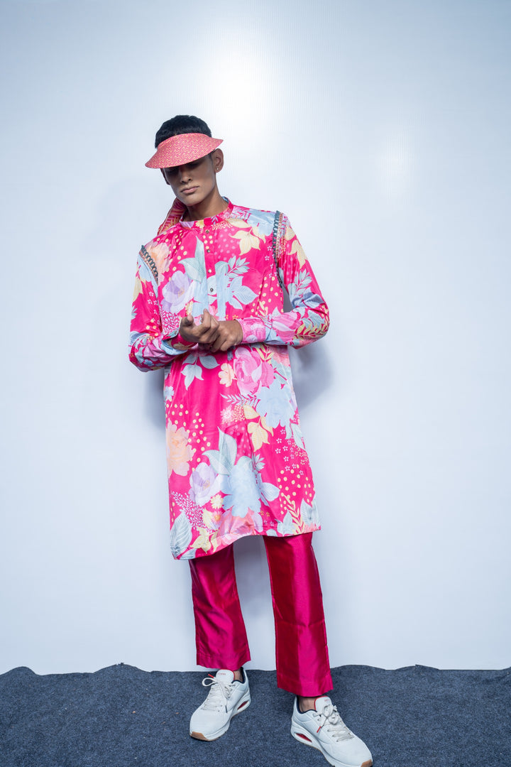 Canvas collar Kurta Set