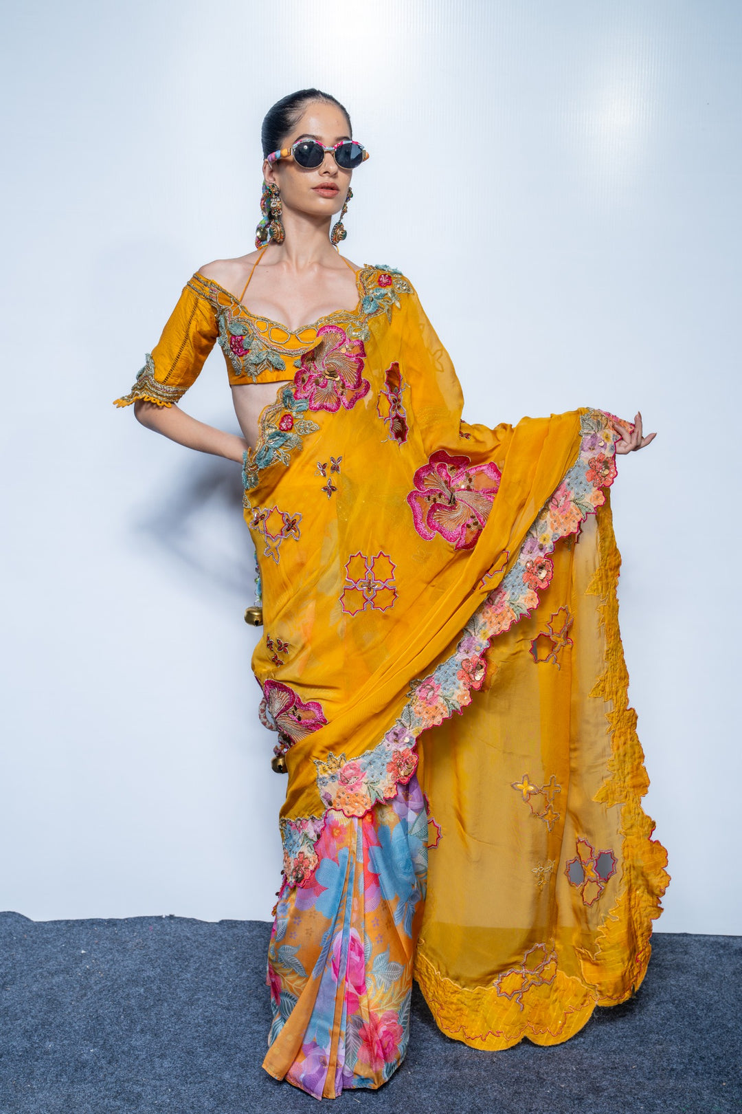 Marigold muse Saree