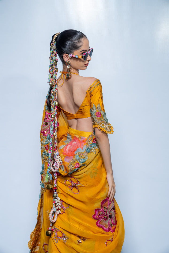 Marigold muse Saree