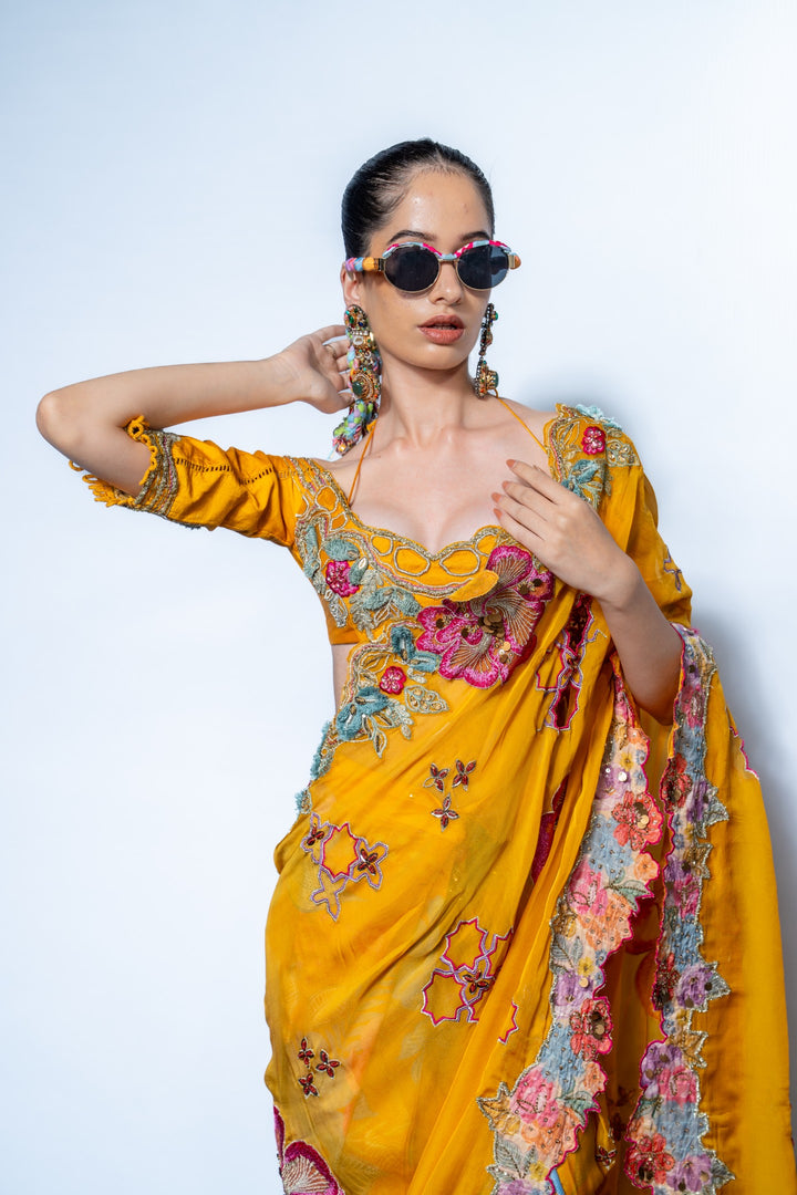 Marigold muse Saree