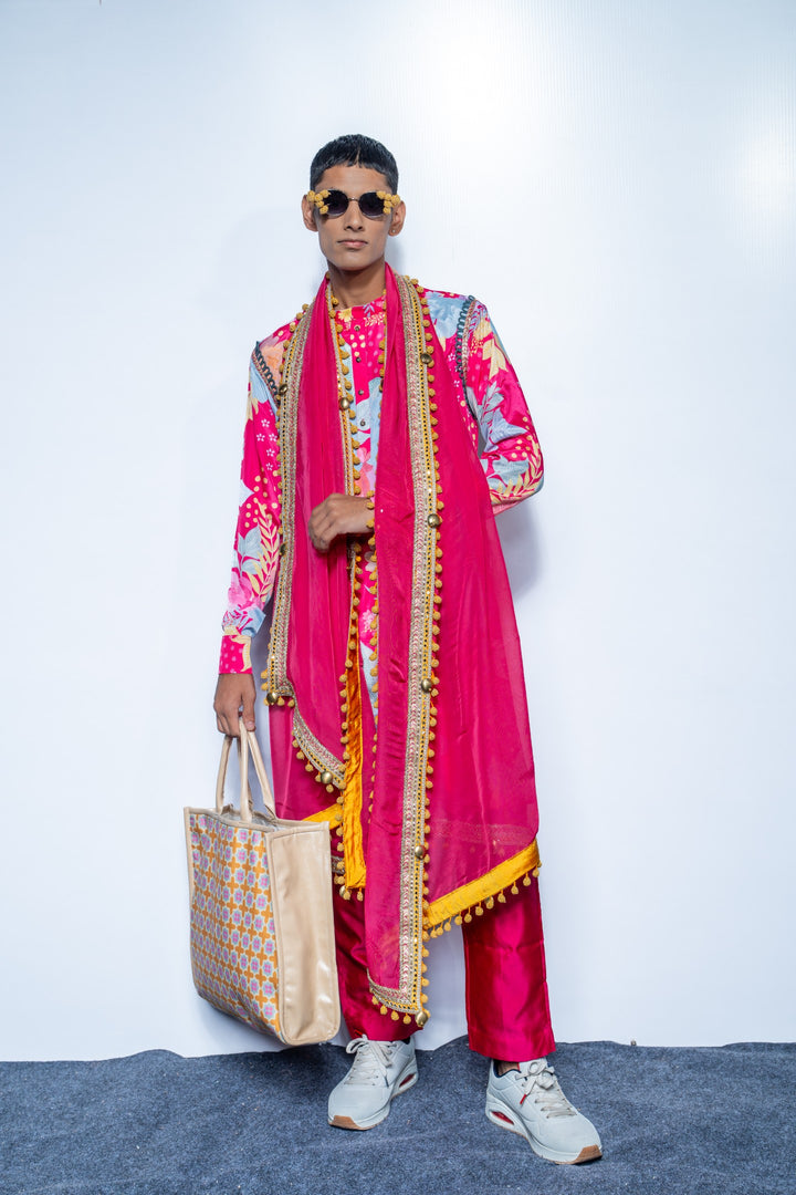 Canvas collar Kurta Set