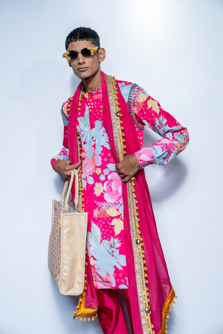 Canvas collar Kurta Set