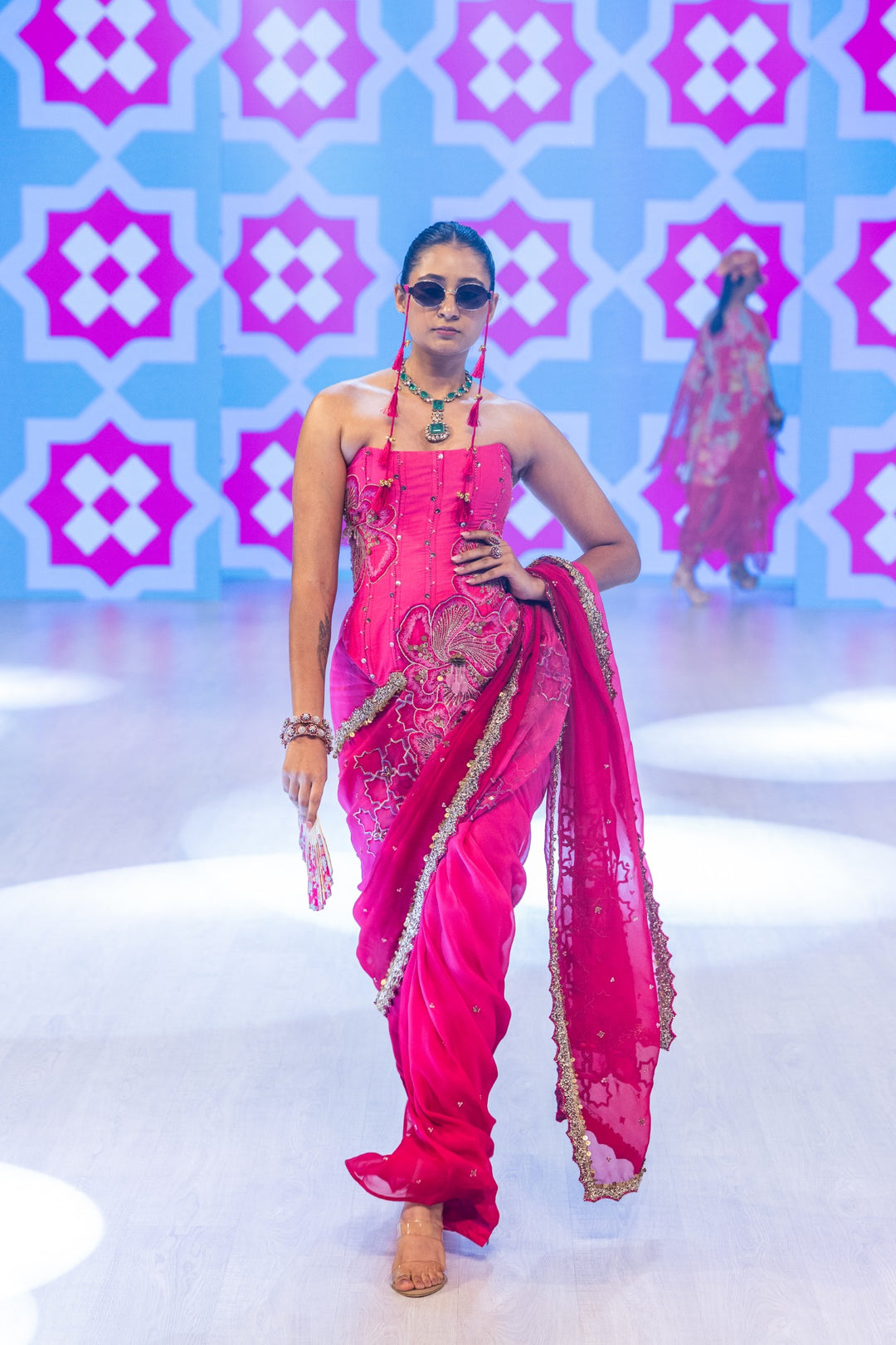 Fuschia Corset saree
