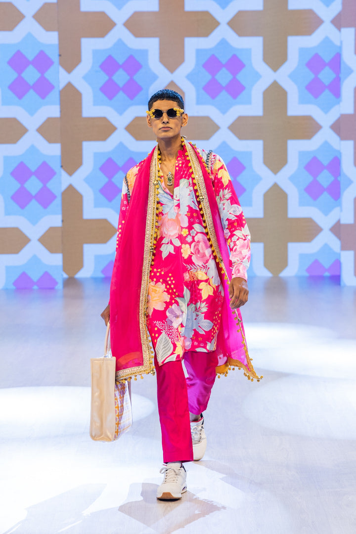 Canvas collar Kurta Set