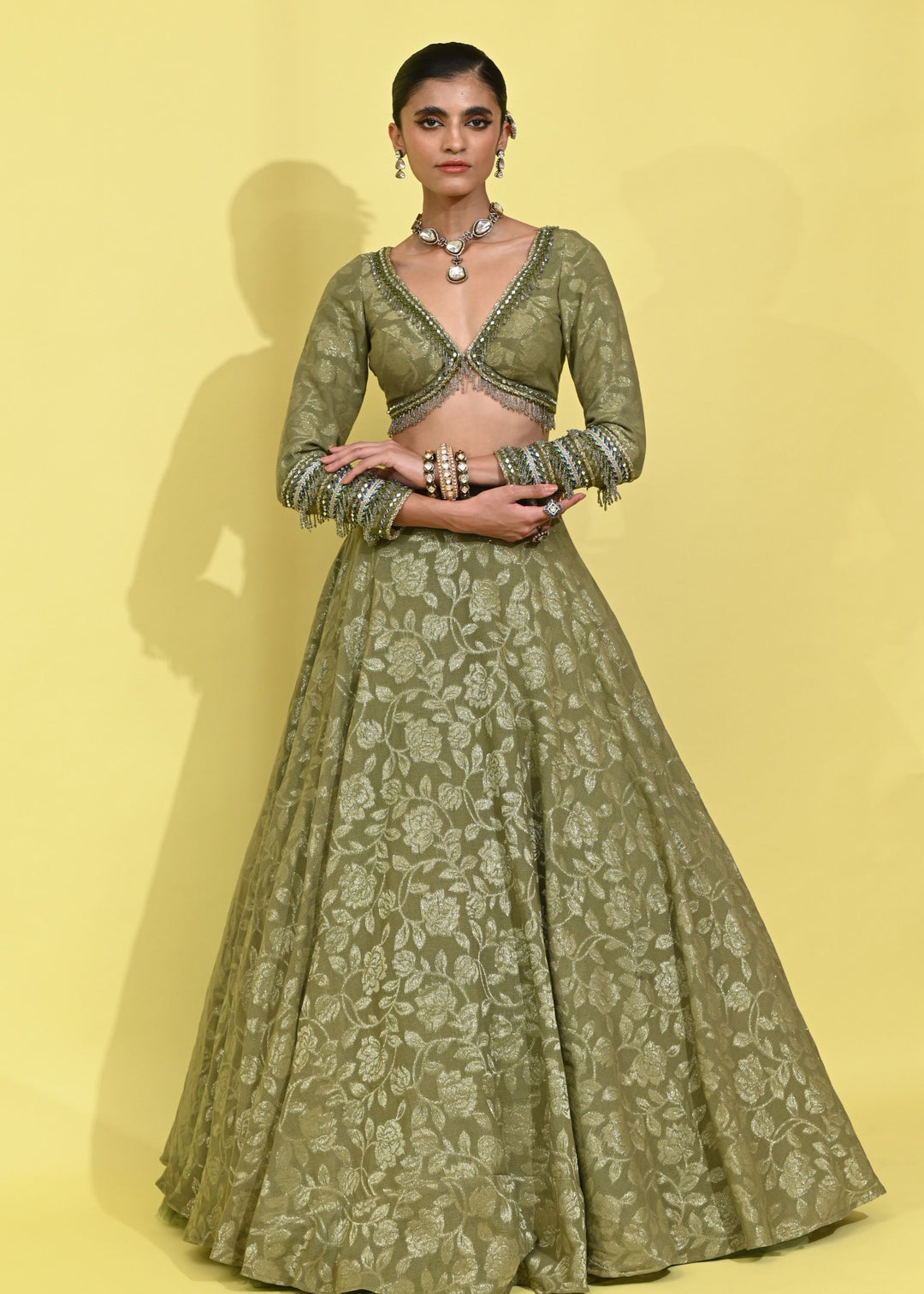 Olive Glam Lehenga