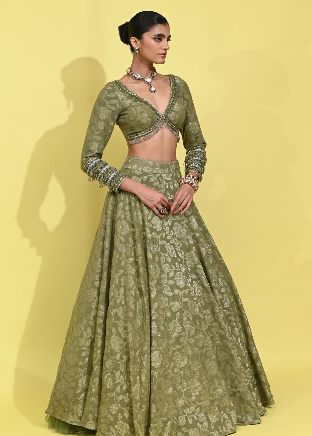 Olive Glam Lehenga