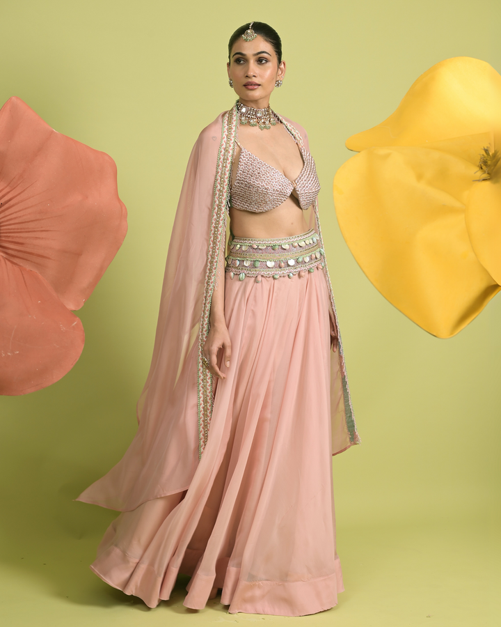 Barely Rose Lehenga Set