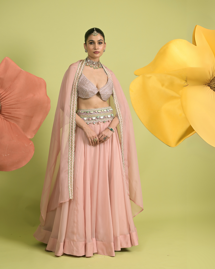 Barely Rose Lehenga Set