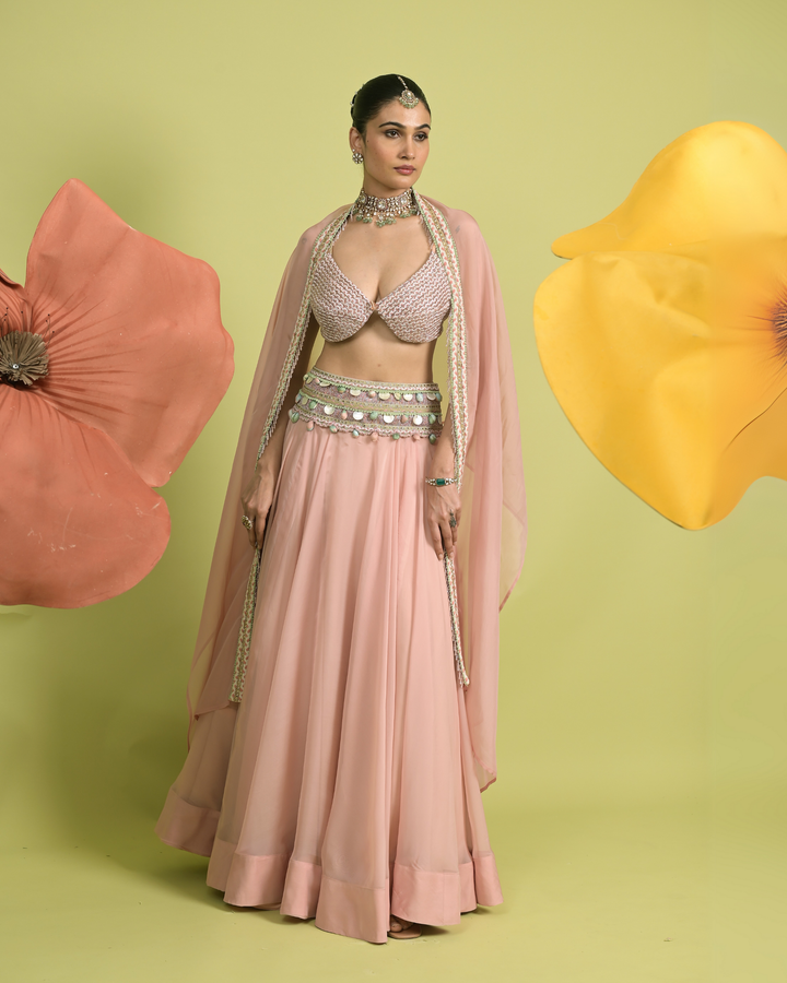 Barely Rose Lehenga Set