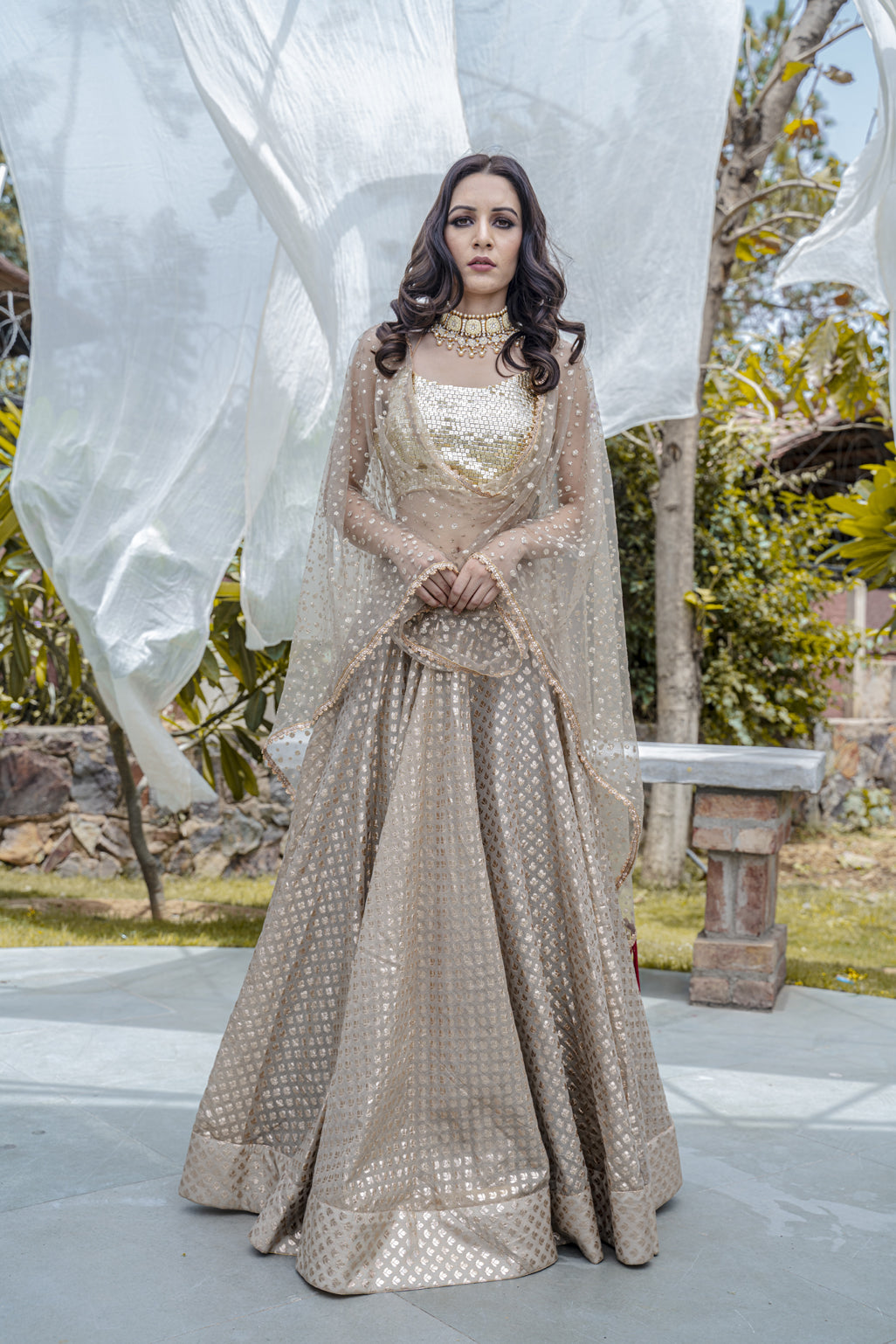 golden lehenga dress Gold Pearl Lehenga Set XS