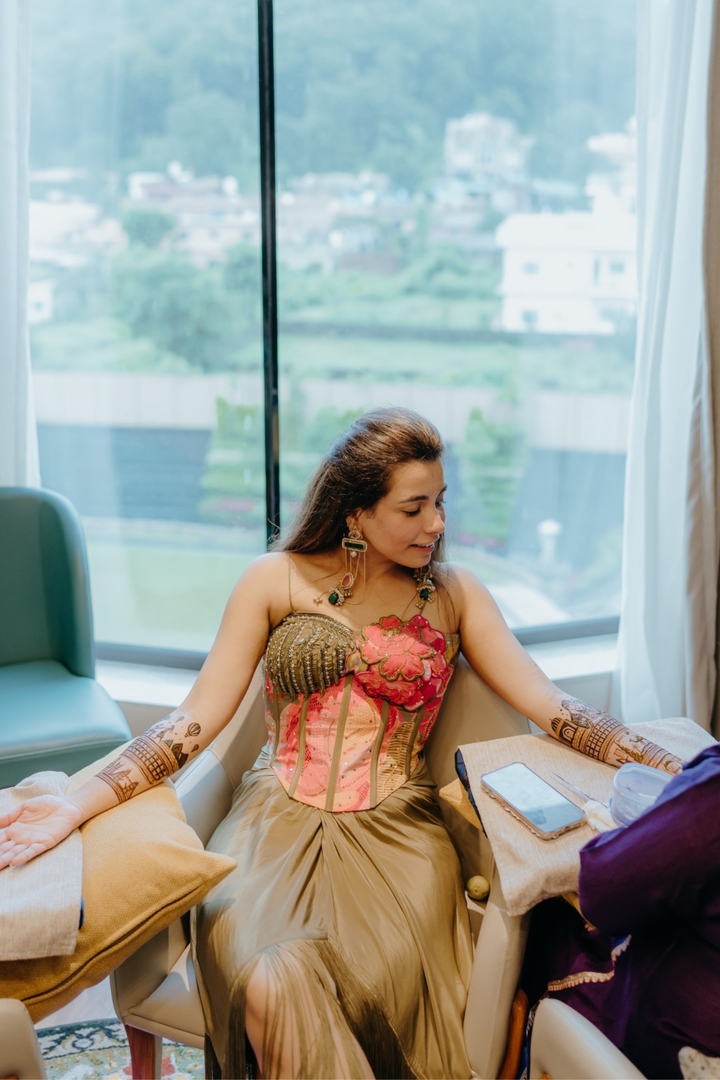 Karishma in Olive Glam corset set