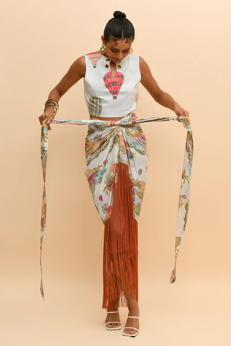 CITYSCAPE DRAPE SKIRT