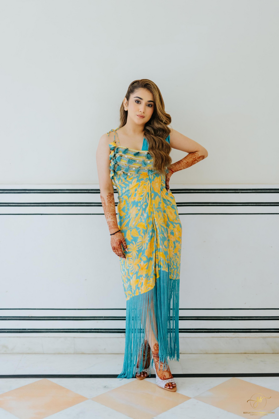 Anushka & Shiven In pineapple Fringe Dress and Dapper Set