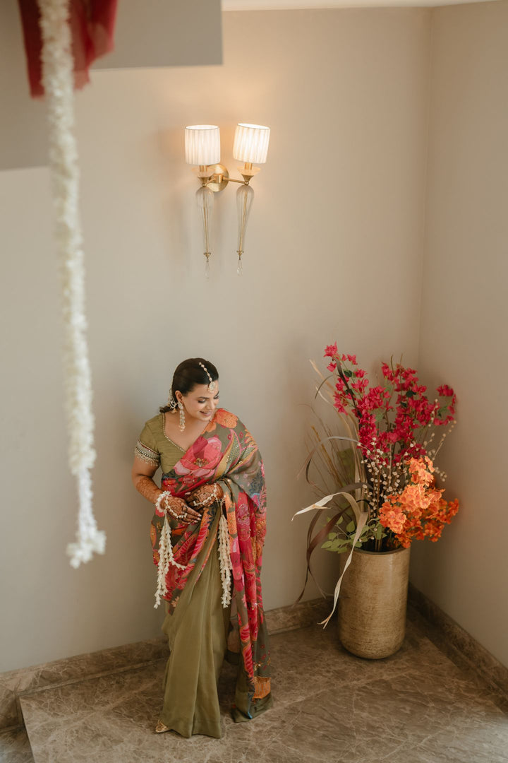 Pragya Sharma in Olive Glam Wrap Saree