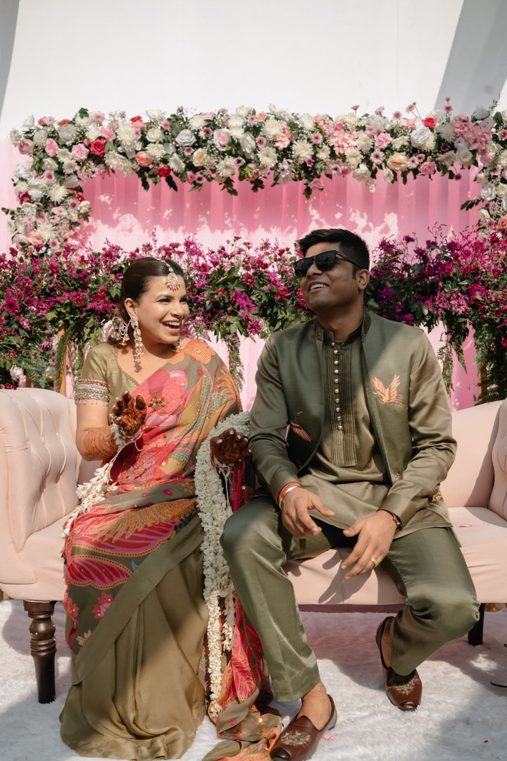 Pragya Sharma in Olive Glam Wrap Saree