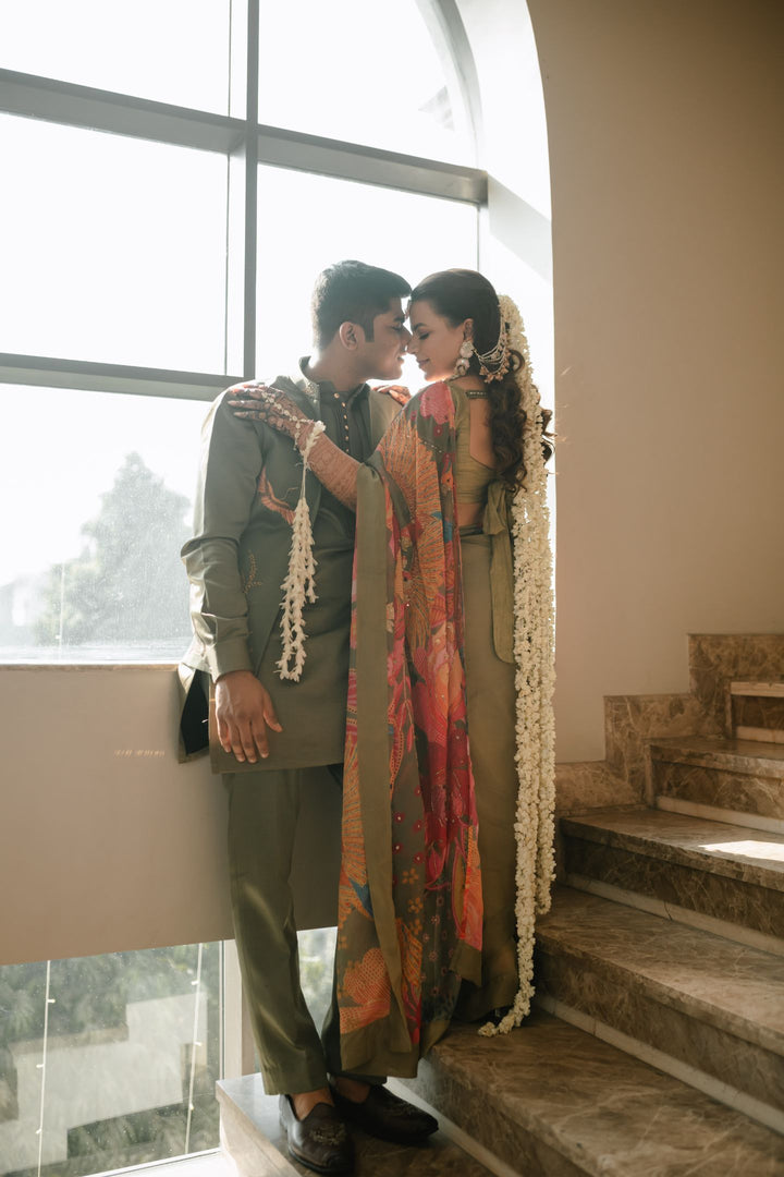 Pragya Sharma in Olive Glam Wrap Saree