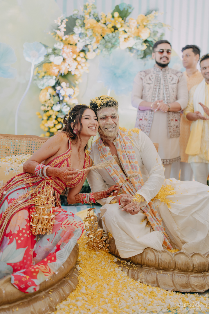 Noopur & Siddarth in Khalbali Cascade & Chamak Kurta set
