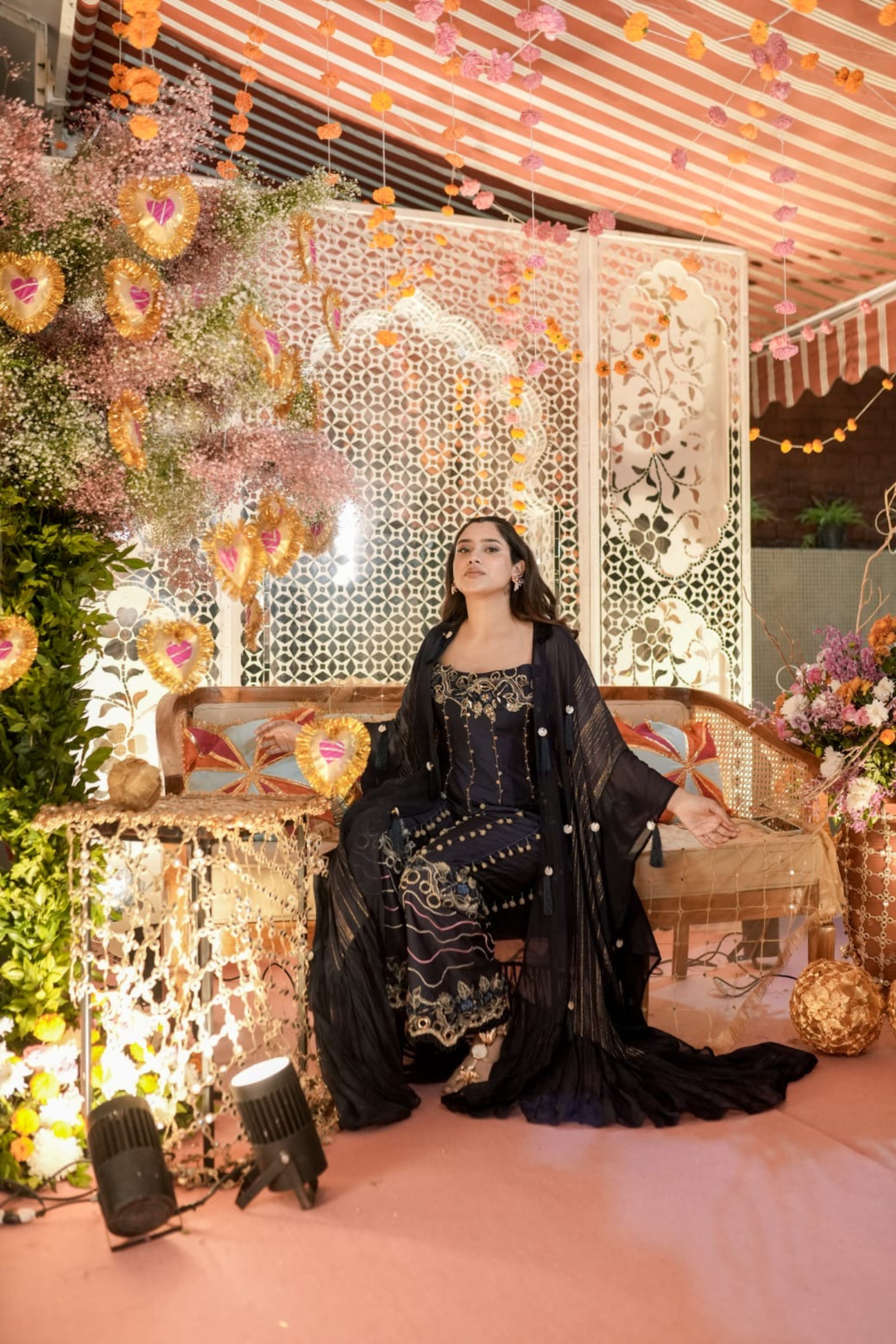 Asna & Vedant in custom imperial set and Indie imprium kurta set