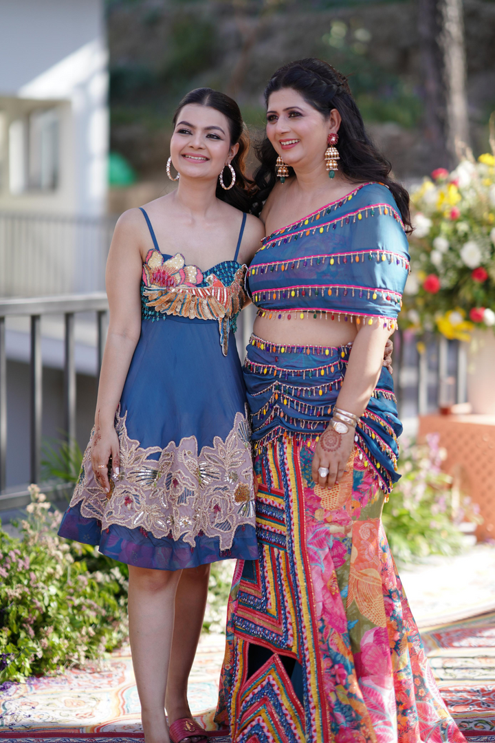 Shriya, Sunila & Mohak in Custom Betaab Dress , Dil Khush Lehanga & Cyan Blue Shirt