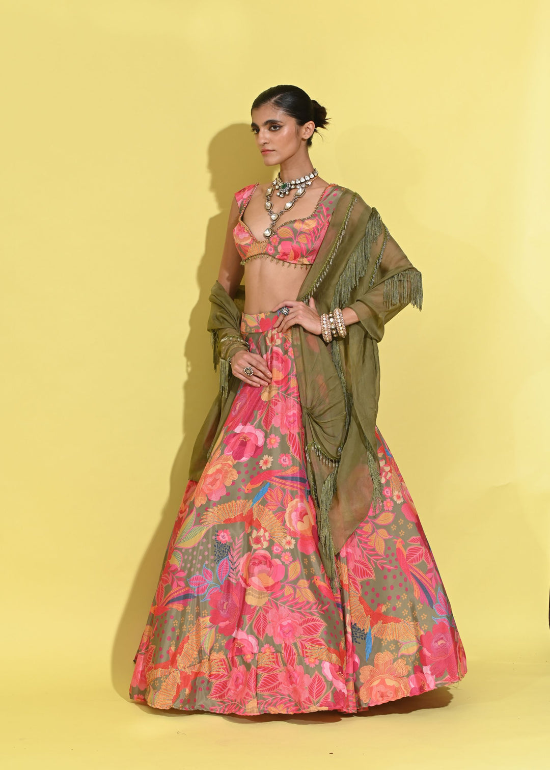 Olive Boho Lehenga