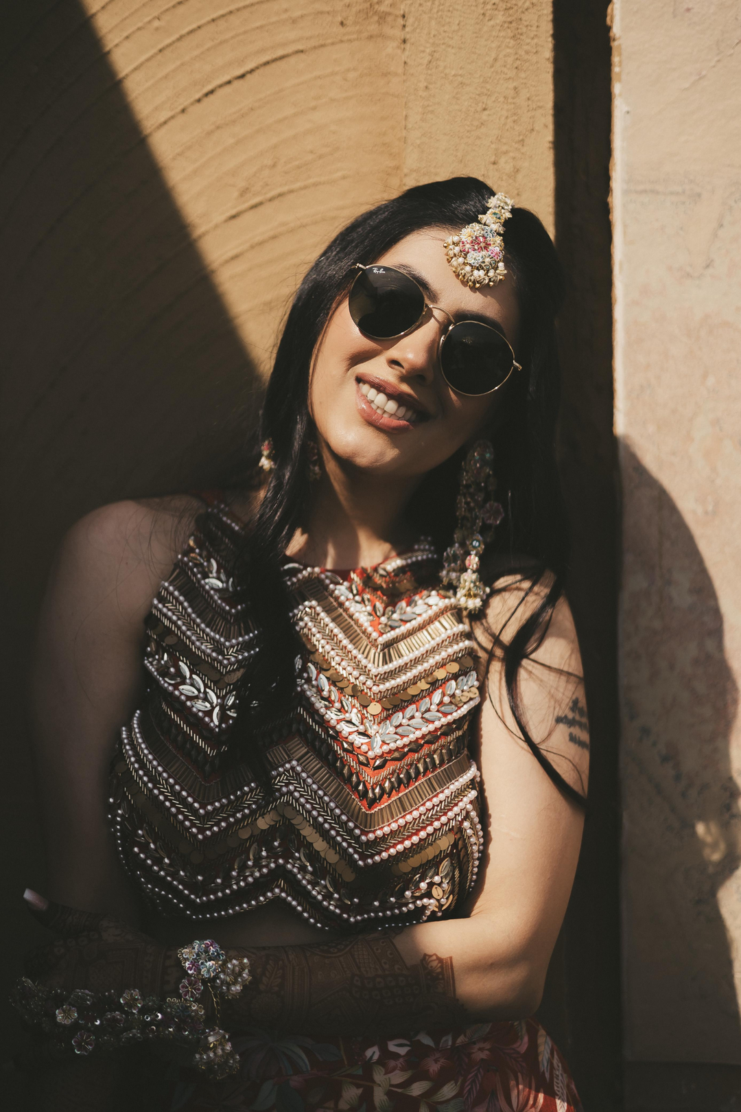 Amrita & Jackie in Paprika Lehanga set and Paprika mens set