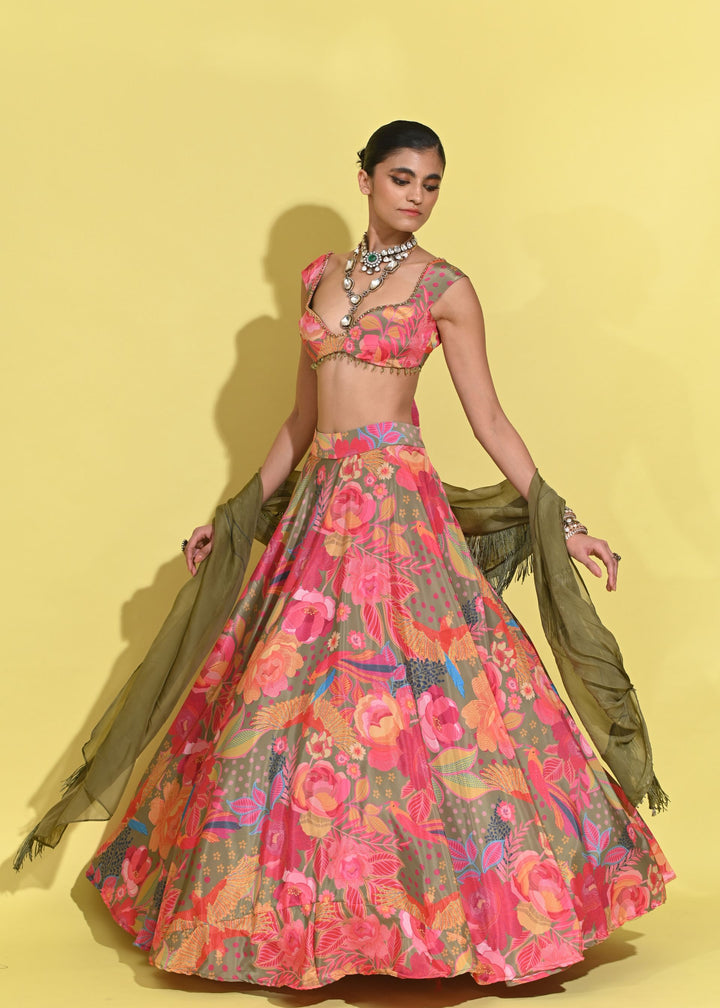 Olive Boho Lehenga