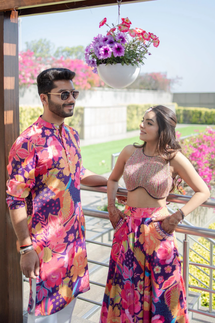 Tamanna & Parth in Custom Swirl Set