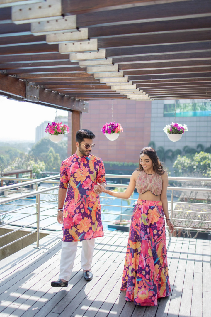 Tamanna & Parth in Custom Swirl Set