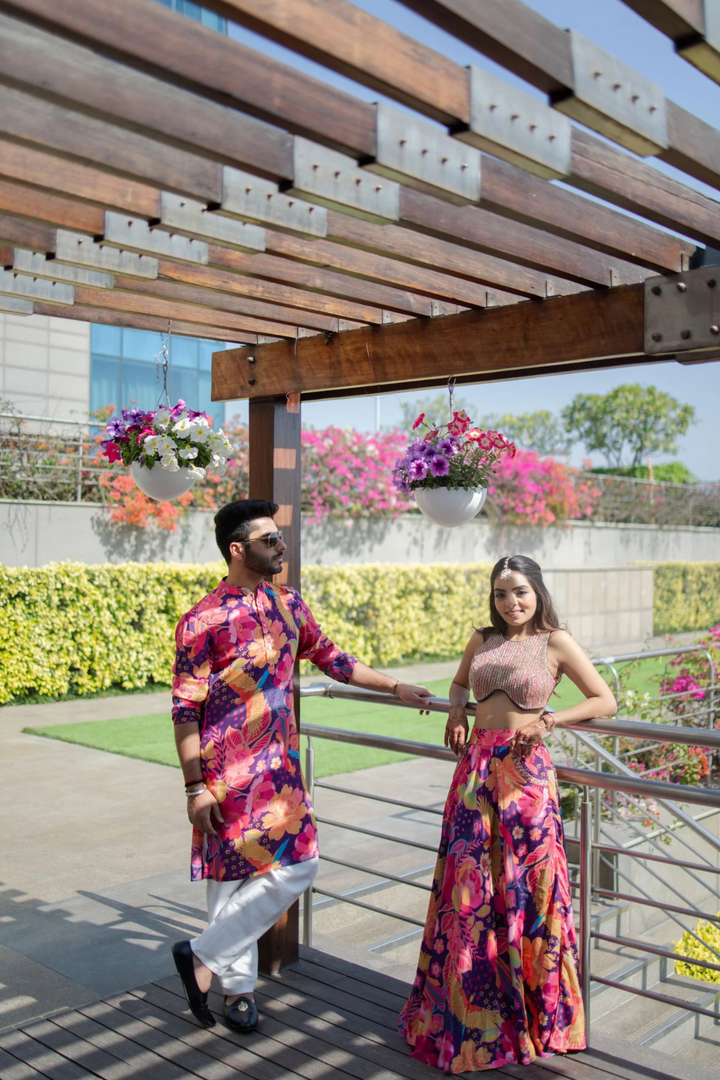 Tamanna & Parth in Custom Swirl Set