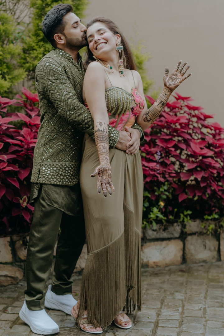 Karishma in Olive Glam corset set