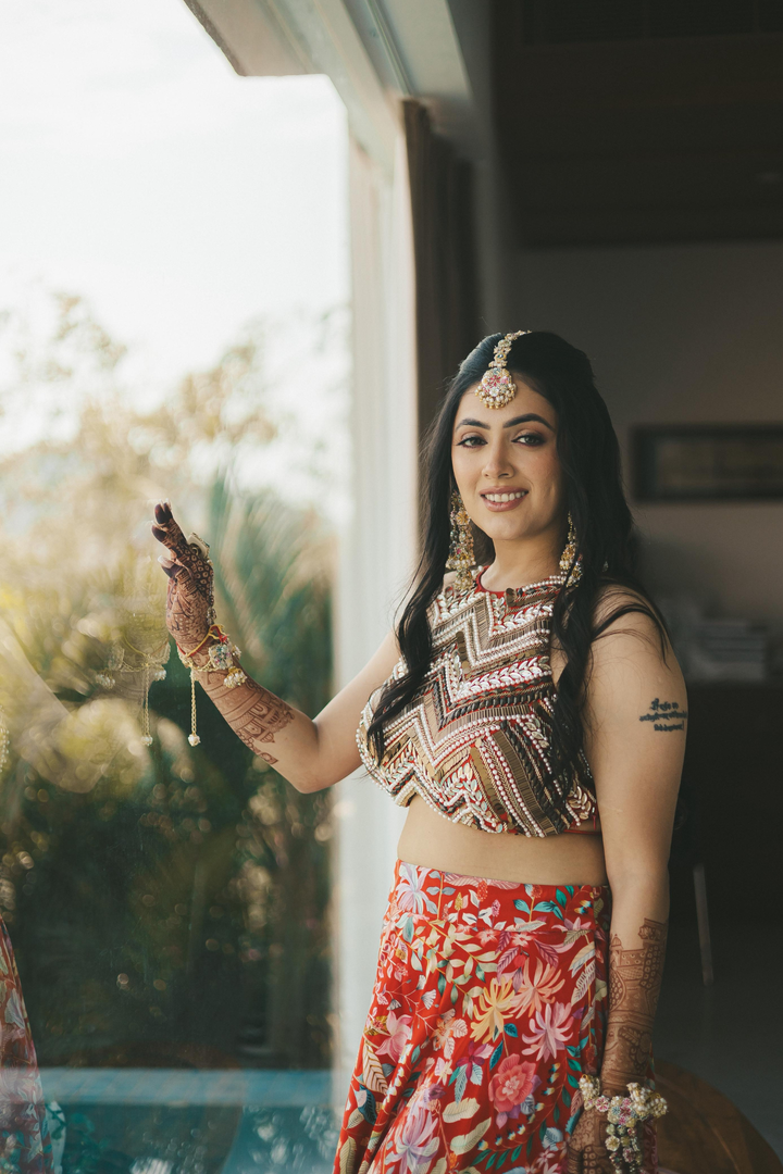 Amrita & Jackie in Paprika Lehanga set and Paprika mens set