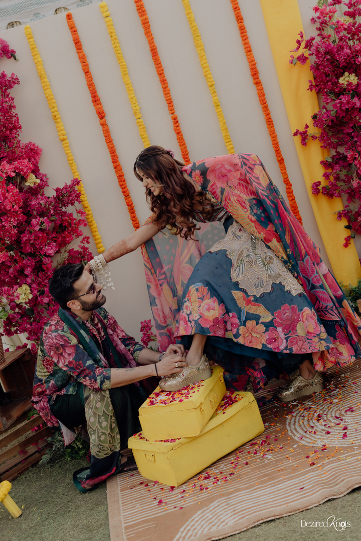 Bhavya & Nishchay Custom Betaab Lehanga and Corbet Mens Set