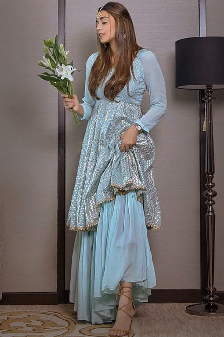 Summiya In baby blue anarkali