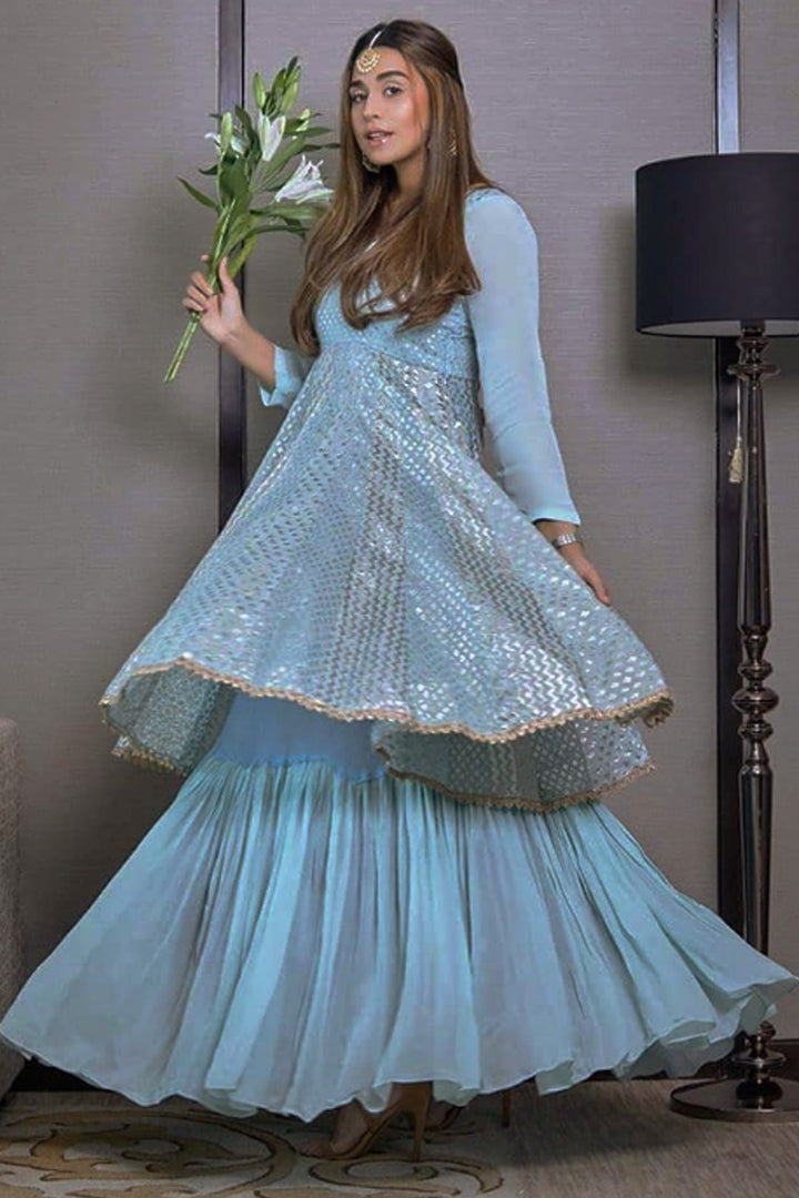 Summiya In baby blue anarkali