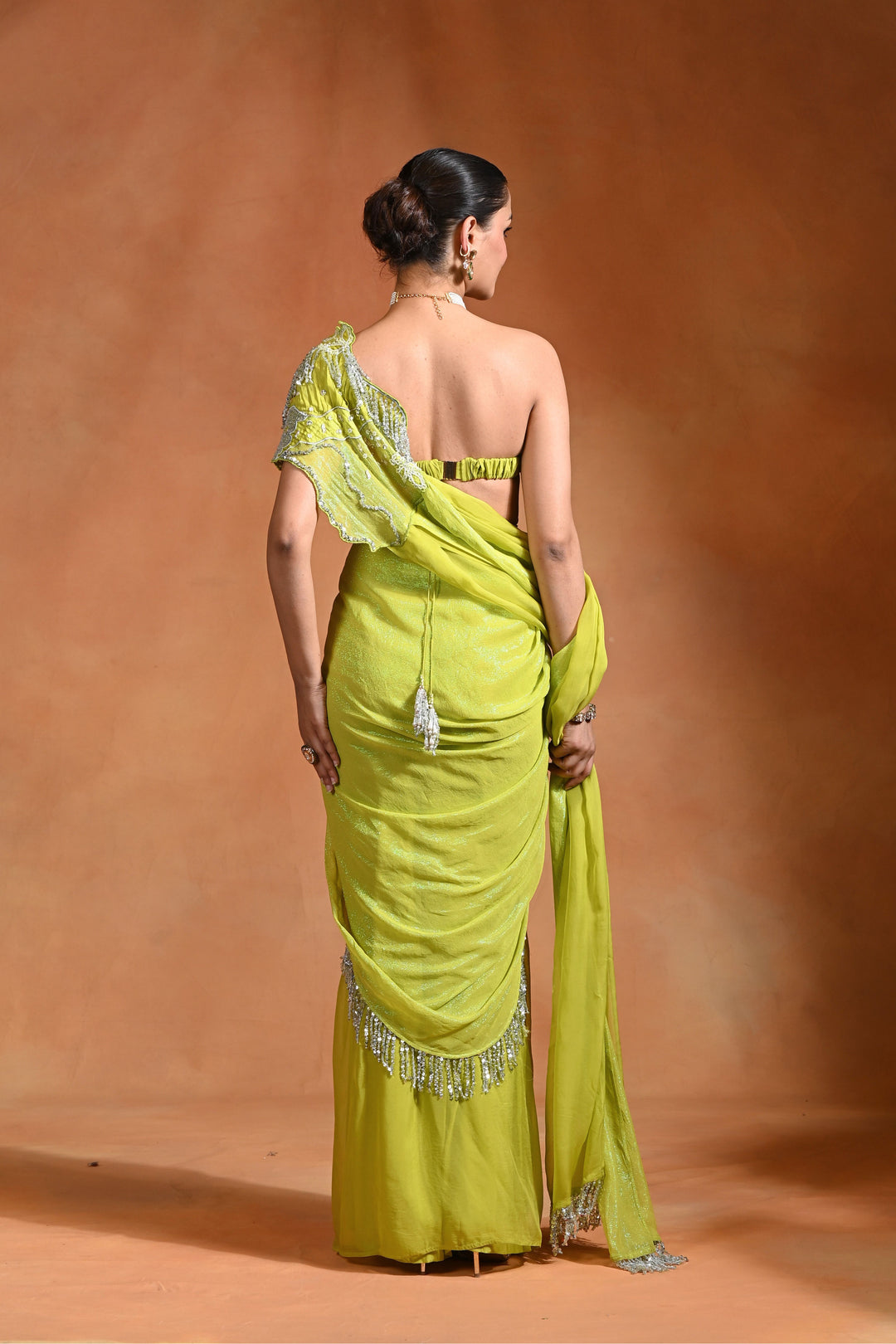 Lime Mirage Saree