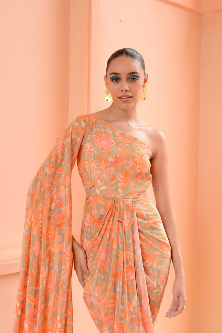 Peach Sorbet Drape dress