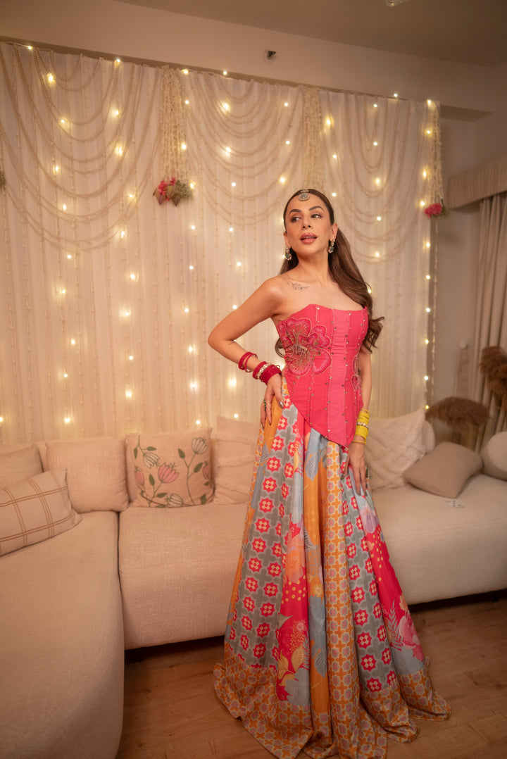 Nitibha Kaul in Fuscia Mosaiq lehnga set