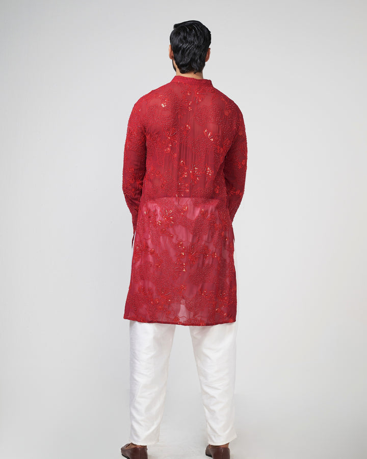 Cherry shimmer kurta