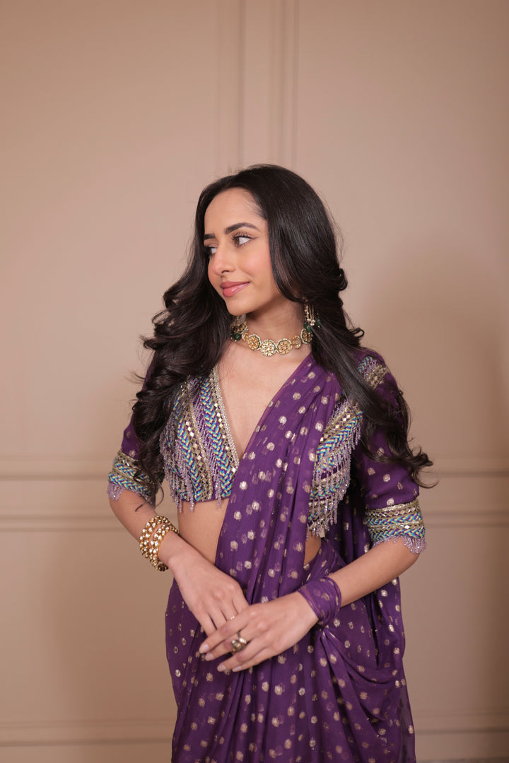 Soumya Puri in Violet Berry sharara set