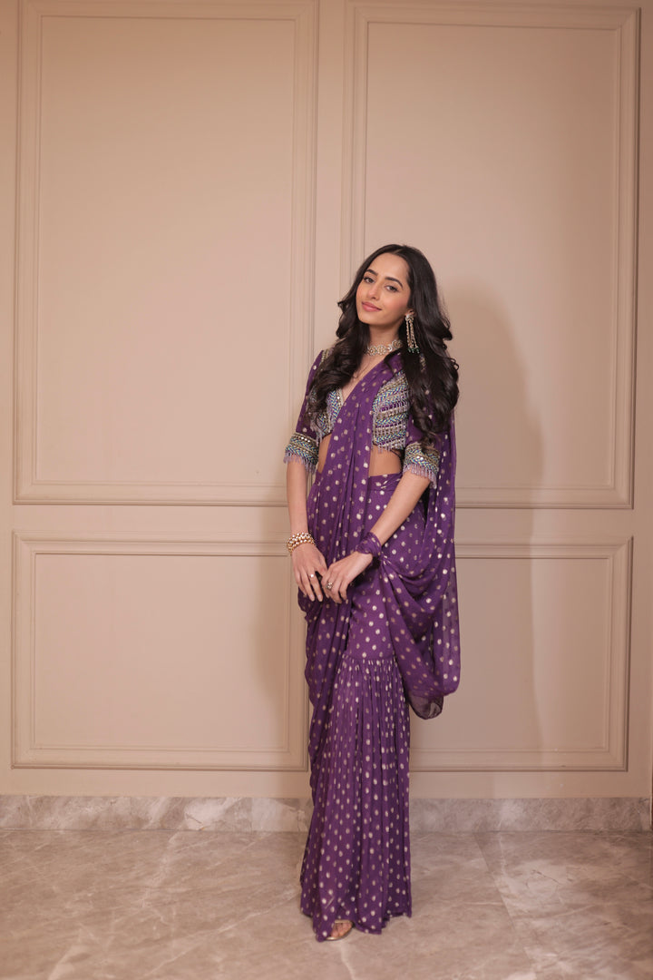 Soumya Puri in Violet Berry sharara set