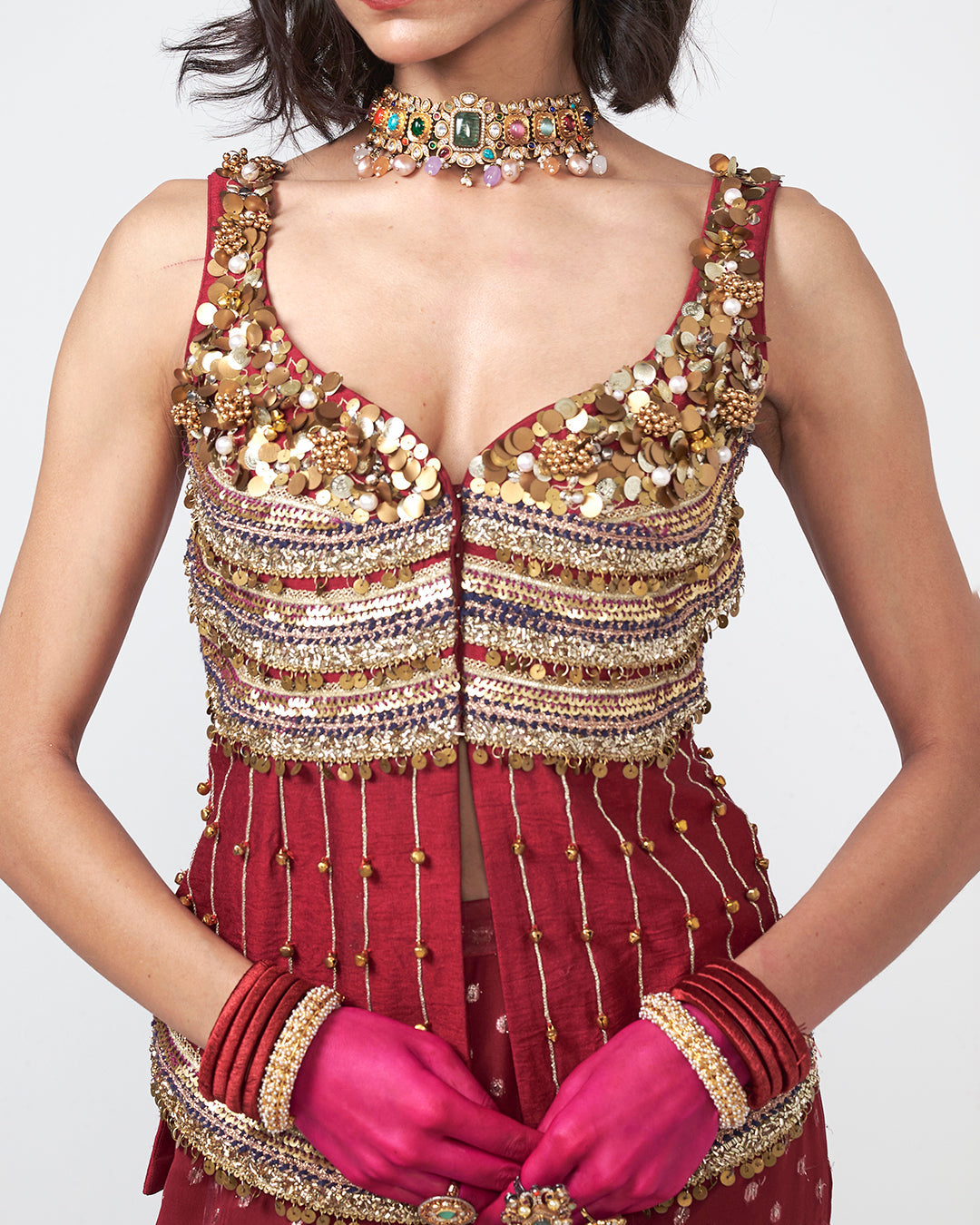 Cherry Ghungroo Sharara Set