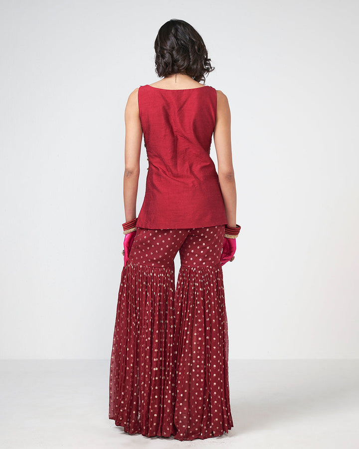 Cherry Ghungroo Sharara Set