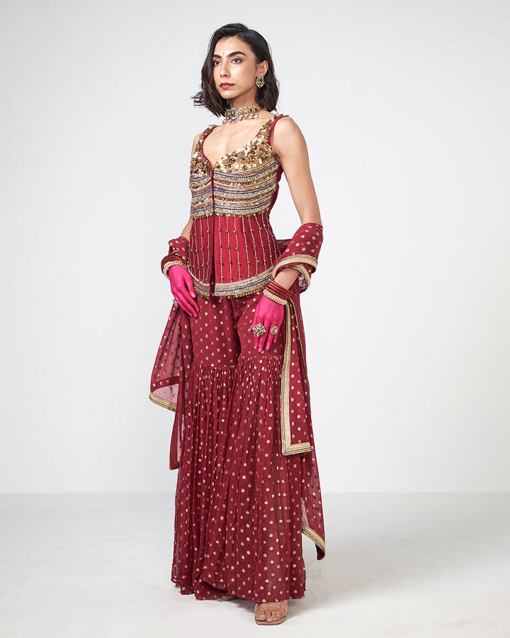 Cherry Ghungroo Sharara Set