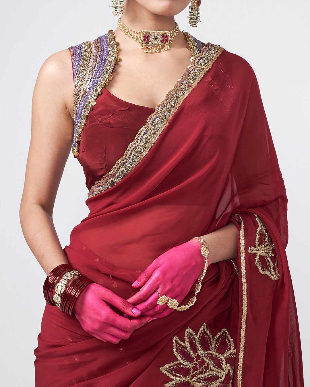 Cherry Chamak saree