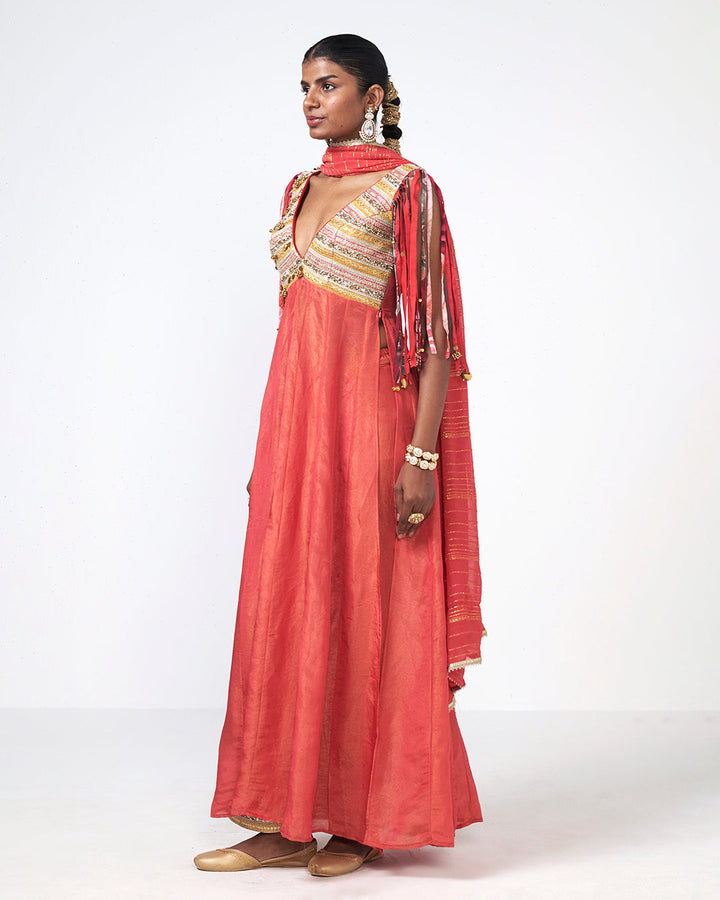 Coral Anarkali