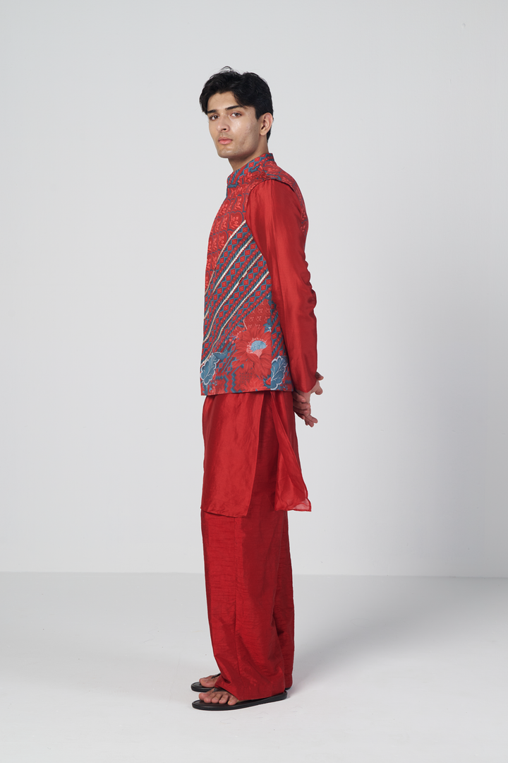 Crimson Wave Men's Kurta