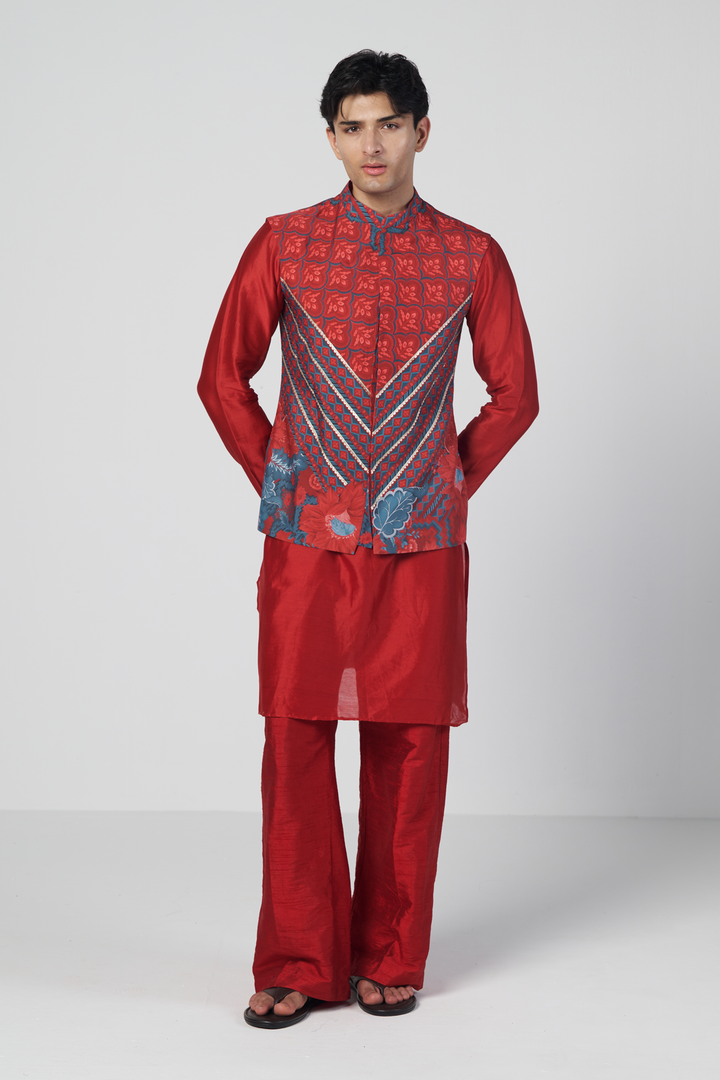 Crimson Wave Men's Kurta