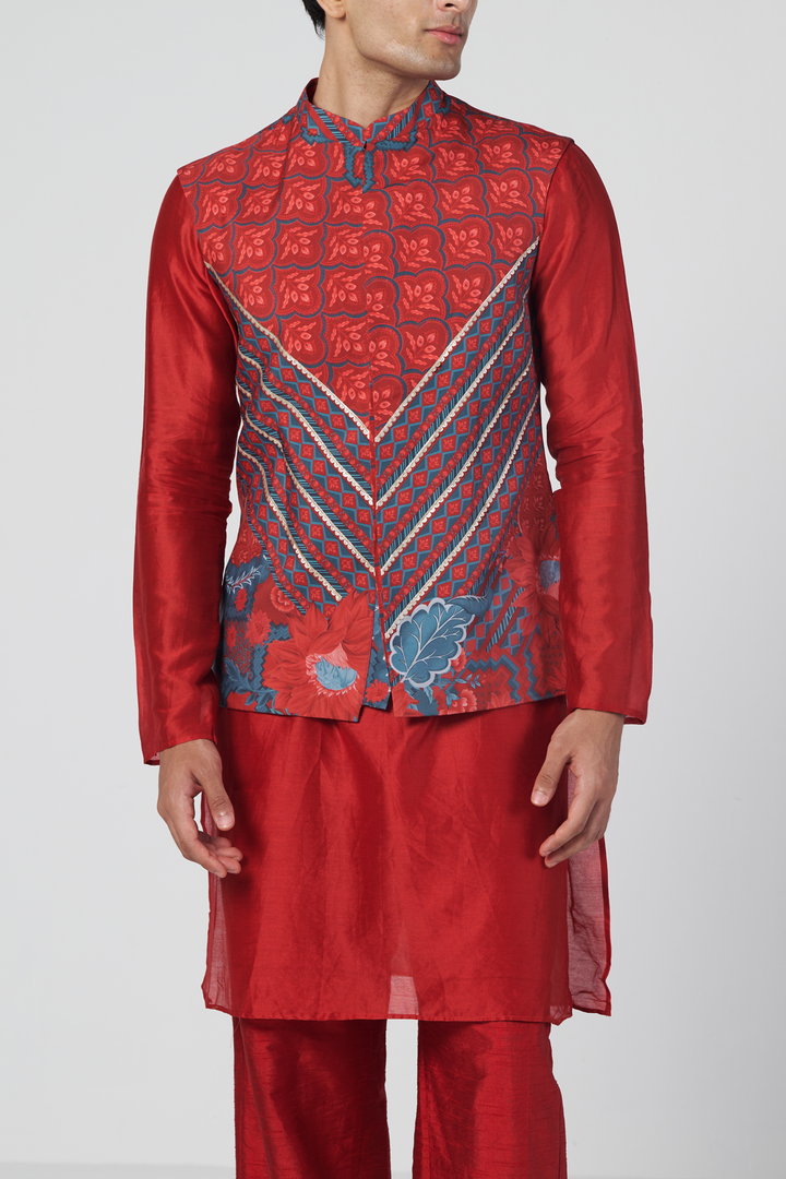 Crimson Wave Men's Kurta