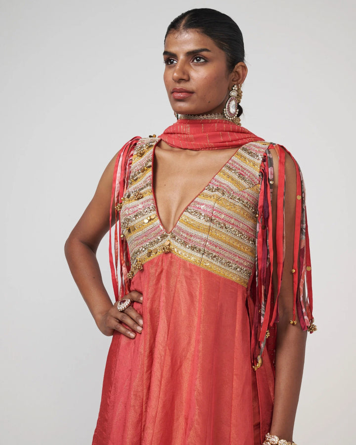 Coral Anarkali