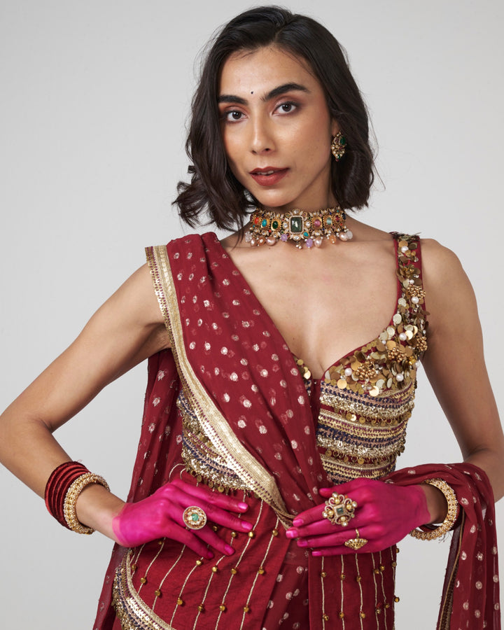 Cherry Ghungroo Sharara Set